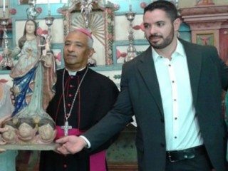 Imagem Nossa Senhora da Vitória, Bispo Dom Juarez Soares e o Prefeito de Oeiras Lukano Sá