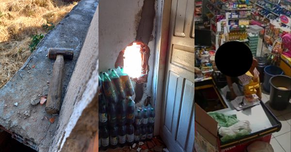 Jovem faz buraco em parede de Mercadinho para furtar objetos em Oeiras