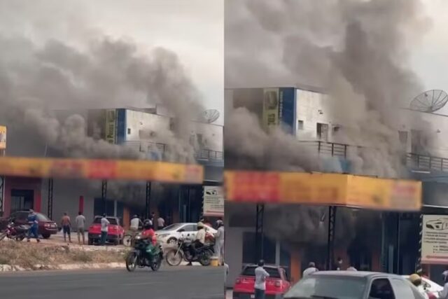 Incêndio atinge loja de autopeças na BR-230, em Floriano — Foto: Aparecida Santana/TV Clube