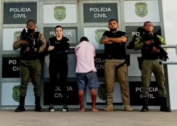 Homem é preso suspeito de agredir companheira grávida no Piauí — Foto: Divulgação/PMPI