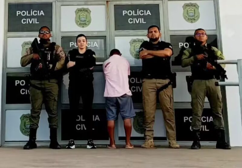 Homem é preso suspeito de agredir companheira grávida no Piauí — Foto: Divulgação/PMPI