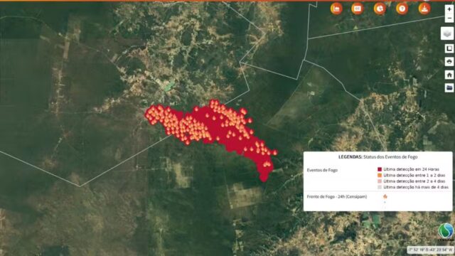 incêndio atinge 90km² de área de mata no Sul do Piauí — Foto: Reprodução / Defesa Civil