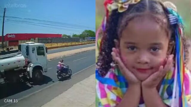 Motorista de caminhão-pipa que colidiu com moto e matou criança de quatro anos se apresenta à polícia; vídeo mostra acidente — Foto: Reprodução