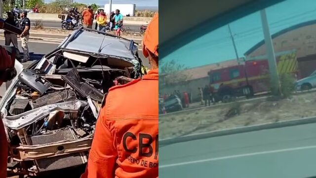Homem fica preso às ferragens após acidente na BR-316 — Foto: Reprodução