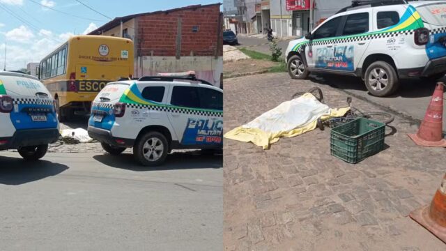 Ciclista morre após ser atropelado por ônibus escolar em Paulistana, no Piauí — Foto: Divulgação/PMPI