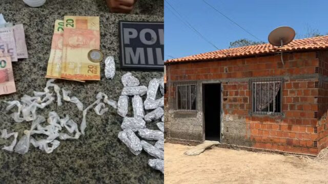 Jovem é presa ao oferecer R$ 20 para policiais durante flagrante em boca de fumo — Foto: Divulgação/PMPI