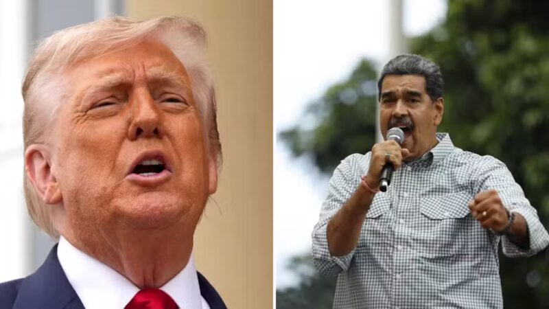 Donald Trump e Nicolás Maduro. — Foto: Christopher Furlong / POOL / AFP e Pedro Rances Mattey / AFP