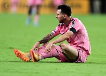 114774143 inter miamis argentine forward 10 lionel messi sits on the ground during a major league
