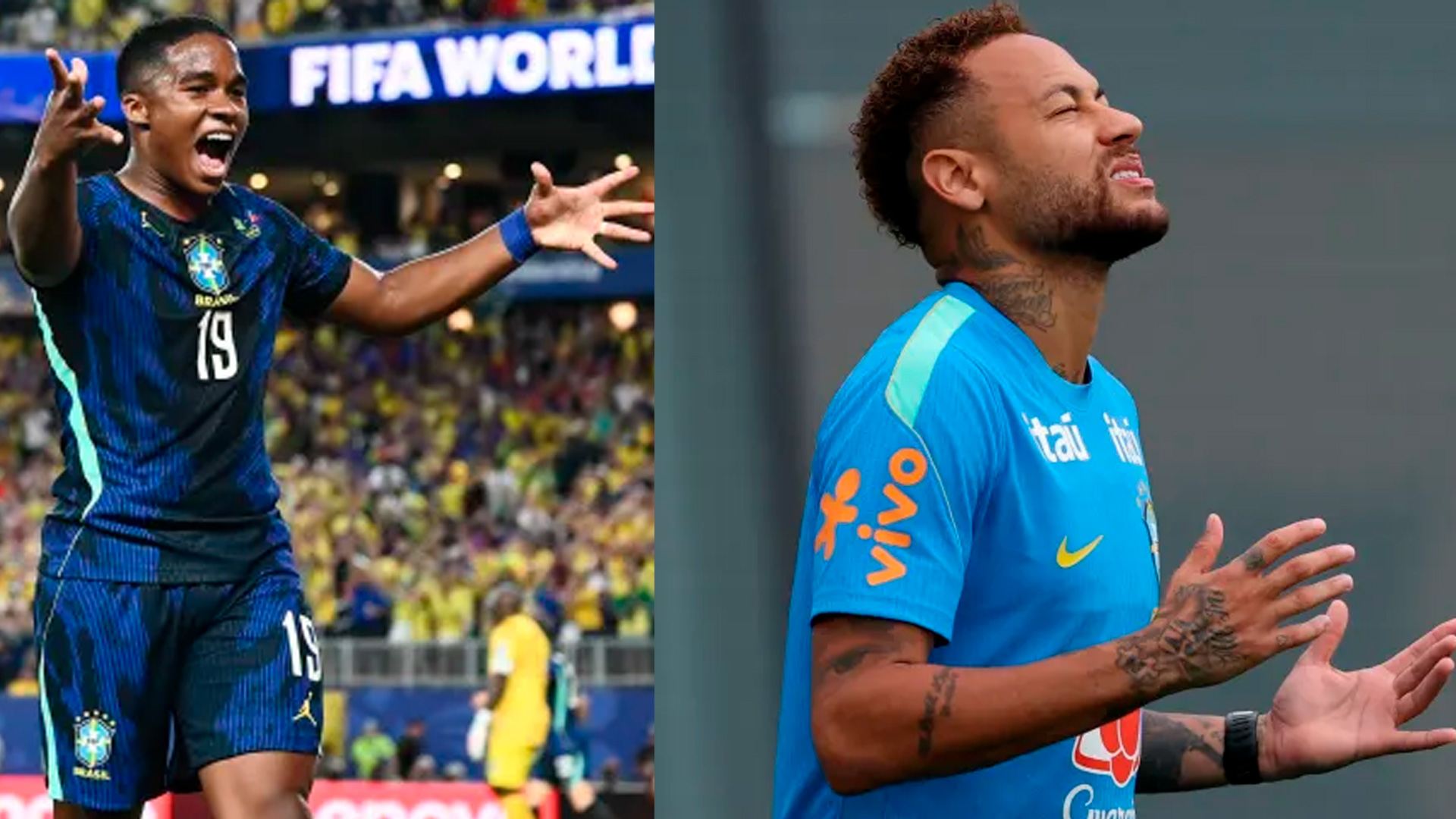 Ancelotti faz brincadeira e alimenta debate entre Neymar e Endrick 1 Endrick/NeymarHannah Peters - FIFA/FIFA via Getty Images
IMAGES via Reuters/Vincent Carchietta